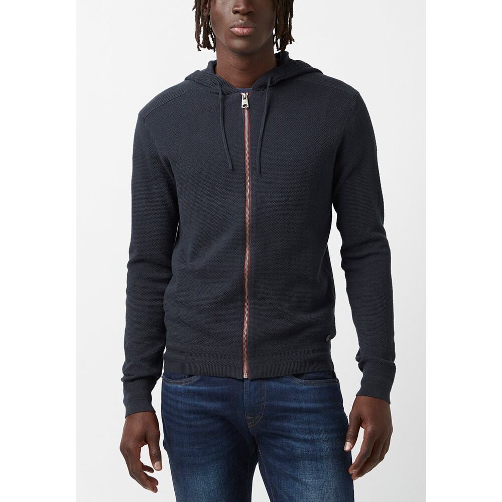 Buffalo David Bitton Wasolop Midnight Blue Full Zip Men's Hoodie Sweater 2XL NWT